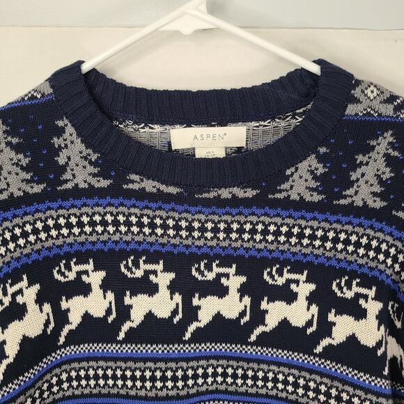 ASPEN Fair Isle Sweater Men Small Reindeer Snowflake Christmas Holiday Skiing - Picture 3 of 13